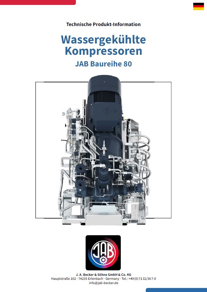 PDF-Vorschaubild zeigt wassergekühlte Kompressoren mit technischen Details und Spezifikationen.