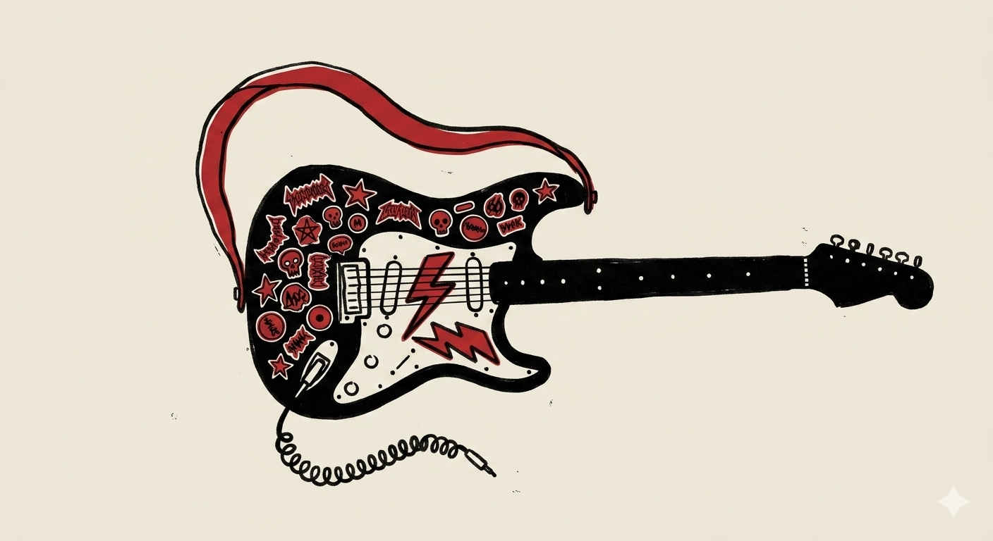 Punk-Gitarre im Comic-Style